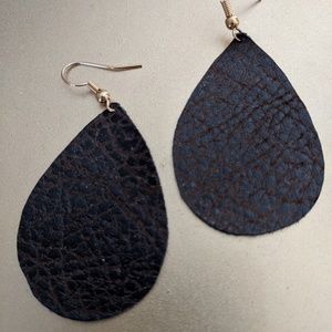 Brown Leather Earrings - NEW